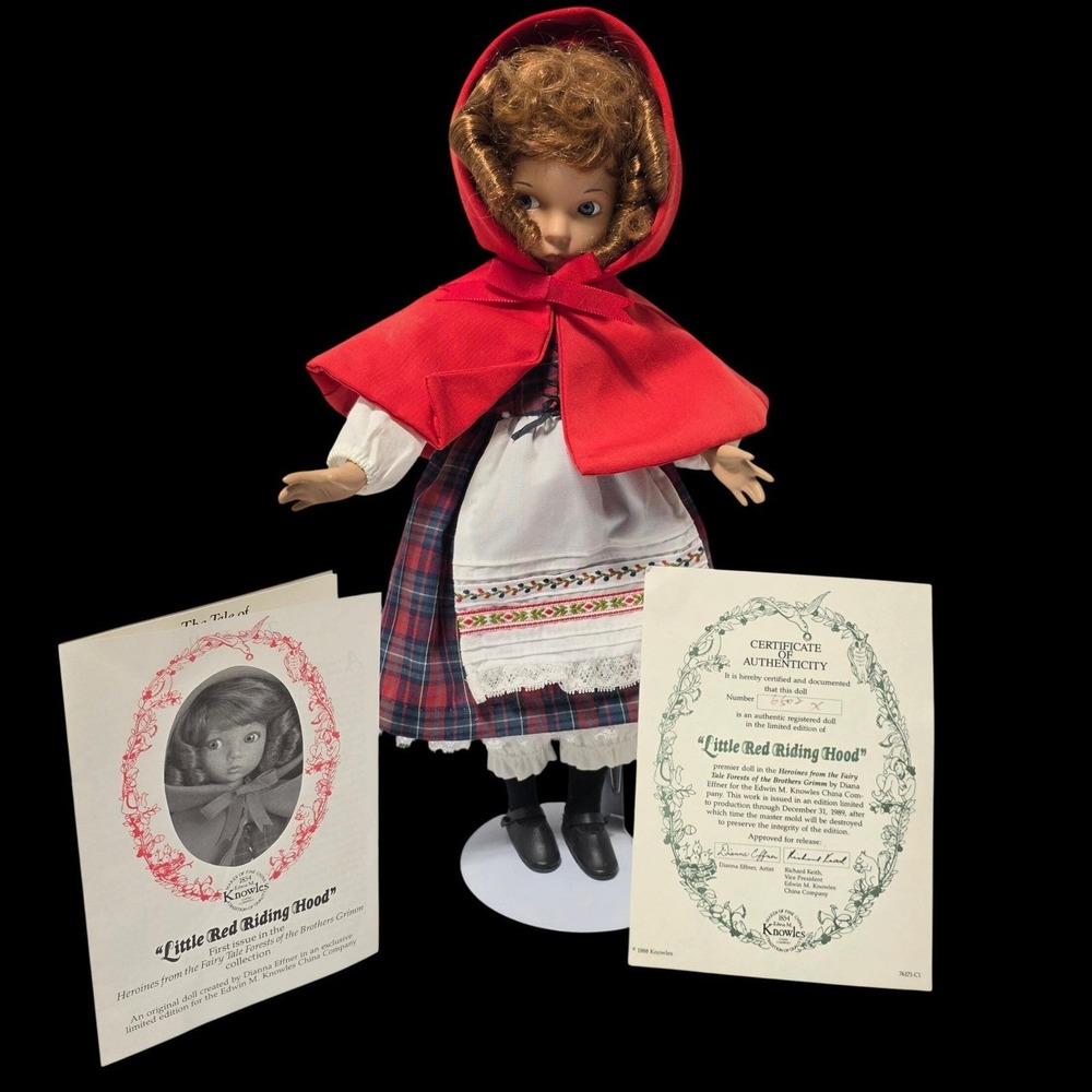 Edwin M Knowles Dianna Effner Little Red Riding Hood Porcelain Doll 1988 COA*